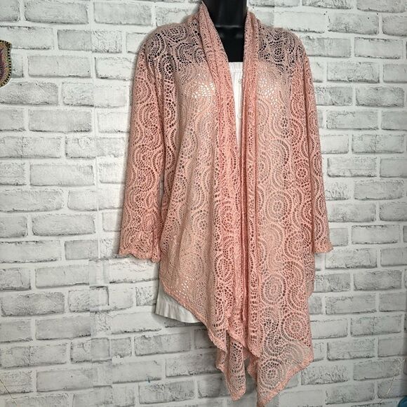 Ruby Rd Peachy Lace Cardigan Jacket Size XL - Picture 2 of 5